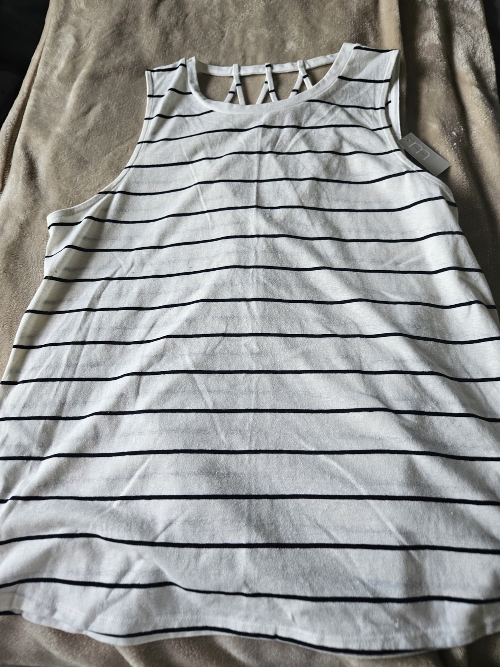 Maurices White Tank Top with Black Stripes